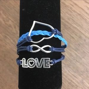 3/$15 ** Love Heart Infinity Blue Bracelet NWOT